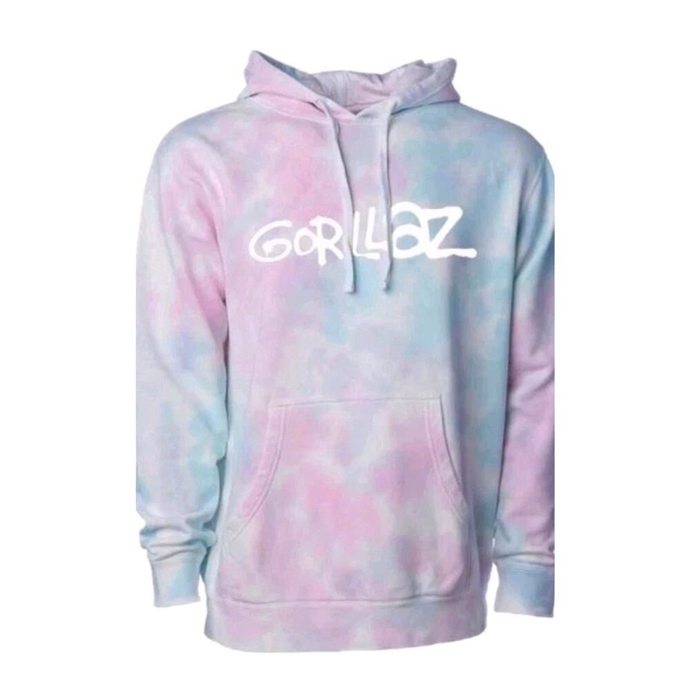 Gorillaz : 2022 OFFICIAL Cotton Candy Tie Dye Spray Logo L Hoodie - Excellent